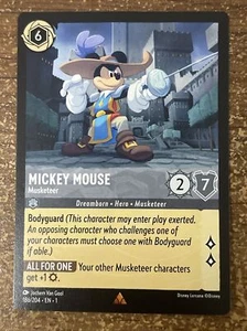 Disney Lorcana *Mickey Mouse - Musketeer X1 Rare* 186/204 First Chapter (NM) - Picture 1 of 1