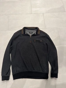 Bugatti Flexcity Sweater Mens L Gray 1/4 Quarter Zip Cotton Blend Cars - Picture 1 of 3