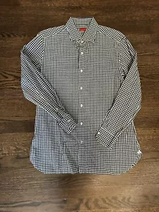 Men’s ISAIA Green And Navy Check Dress Shirt Size US17 EU43 - Picture 1 of 5