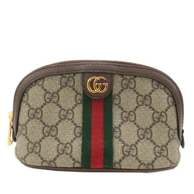 GUCCI Ophidia GG косметический мешок бежевый коричневый Supreme кожи 625550 подлинный б/у - Изображение 1 из 4