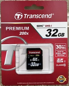 Transcend SDHC/UHS-I Premium 200x 32GB Card - Picture 1 of 2
