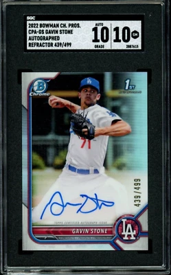 2022 1st Bowman Chrome ~ Gavin Stone ~ Refractor 439/499~ SGC 10 ~ Auto ~ 10 - Image 1 of 2