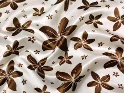 58'' Wide By Yards Retro Leaf Print Satin Fabric Charmeuse Material Lining - Image 1 of 4