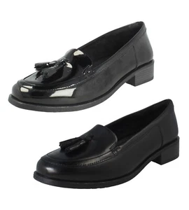 LADIES CLARKS HAVISHAM EDGE WIDE FITTING BLACK LOAFER SHOES - Picture 1 of 15