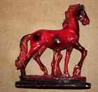 Ancien Cheval Au Trot Signé A Santini Terracotta Verni Rouge Feu 1950 Horse