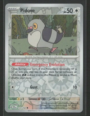 Pidove SV05: Temporal Forces #133/162 Reverse Holo Pokemon TCG - Image 1 of 2