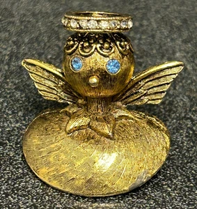 Spilla spilla vintage firmata TORTOLANI testurizzata tono oro angelo sulla mia spalla - Foto 1 di 10