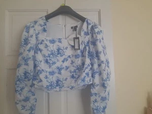 Boohoo Floral Volume Sleeve Corset - Picture 1 of 2