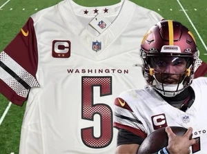 Authentic  Medium Jayden Daniels #5 Vapor FUSE Jersey White Commanders Captain - Picture 1 of 15