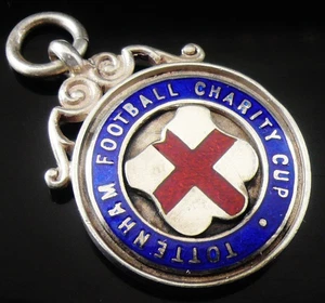 Tottenham Football Charity Cup Sterling Silver Enamel Watch Fob Medal 1932 - Picture 1 of 12