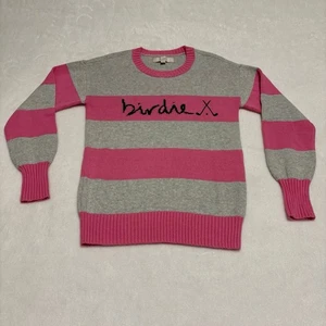 Ann Taylor LOFT Embroidered Golf Birdie Striped Sweater Pink Gray Size XS NEW - Picture 1 of 8