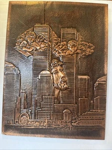 New York City World Trade Center Twin Towers Metall Wandbild Platte Kupfer 3D 9/11 - Bild 1 von 15