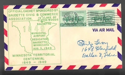 1949 Baudette Minnesota Airport Dedication cover; Minn Terr Centennial cachet - Image 1 of 2