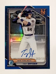 2024 Bowman Draft Trey Snyder Chrome 1st Auto Blue Wave Refractor /150 Mets - Bild 1 von 2