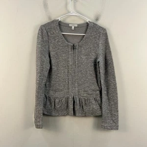 J Crew Womens Small Blouse Gray Woven Zipper Long Sleeve Cotton Pockets 22475 - Picture 1 of 9
