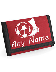 Personalised Football Wallet Printed Kids Coin Holder Zip folding Boy Girl