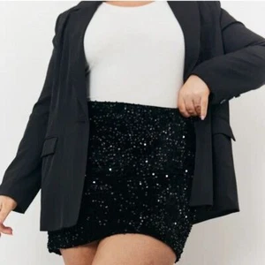 Gee Gee Skirt Womens Size 2X Black Velvet Sequin Holiday Party Glam Whimsigoth - Picture 1 of 9