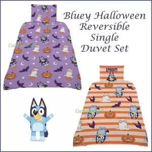 Bluey Halloween SINGLE Duvet Cover Reversible Duvet Cover Children's Bedding NEW - Picture 1 of 24