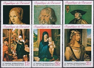 Pinturas Durero Burundi 1971 Yvert 461/66 MNH VF - Imagen 1 de 1