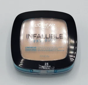 L'Oréal Infallible Pro-Glow Foundation Pressed Powder Makeup-23 NUDE BEIGE - Picture 1 of 1
