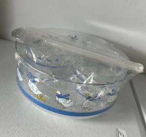 Vintage Country Geese Salad Bowl - 4 Bowls & Salad Tongs - Brand New Sealed - Imagen 1 de 7
