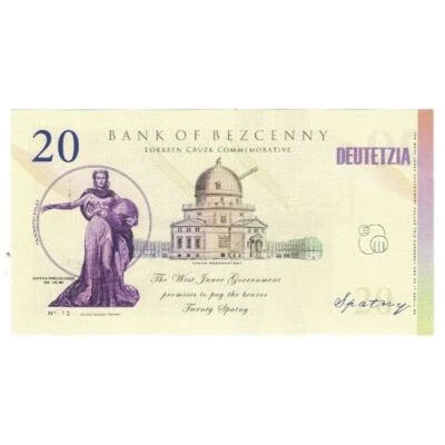 [#241090] Geldschein, Eurozone, Tourist Banknote, 2014, 20 SPATNY BANK OF BECZEN - Image 1 of 2