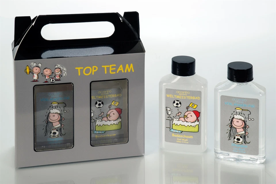 MATRASA Fußball Badeset mit Shampoo und Badeschaum - Rotzfrech - Cool Musk Geschenkset