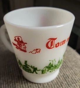 4 VTG Hazel Atlas Milk Glass Tom & Jerry Christmas Footed Eggnog Cup Mug - Picture 1 of 4