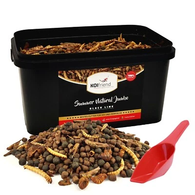 KOIFRIEND Koifutter 5 Liter Summer Natural Jumbo Koi Fischfutter Seidenraupen Mehlwürmer