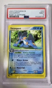 Juego de cartas coleccionables Pokémon Swampert EX 2003 rubí y zafiro 23/109 PSA 9 como nuevo - Imagen 1 de 2
