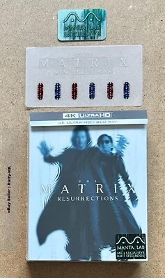 THE MATRIX RESURRECTIONS - MANTA LAB FULL SLIP 4K UHD + BLU RAY STEELBOOK - NEW - Image 1 of 4