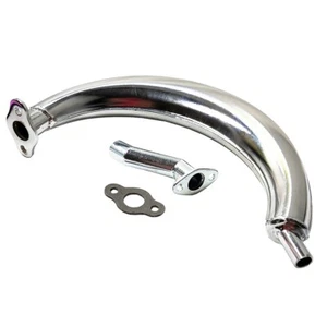 Motorbike Banana Chrome Muffler Exhaust Inlet Offset Intake Manifold Pipe Gasket - Picture 1 of 13