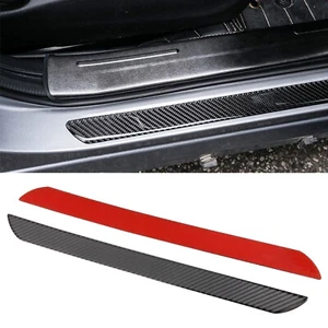 Pair Carbon Fiber Car Scuff Plate Door Sill Panel Protection Guard Trim Sticker - Picture 1 of 12