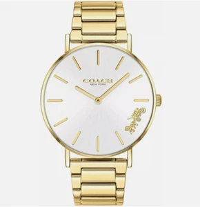 Coach Women's 14503345 Perry Gold Tone Silver White Dial  Watch - Picture 1 of 2