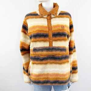 Billabong Adventure Division Orange Striped Fleece Sweatshirt Size L Outdoors - Picture 1 of 8