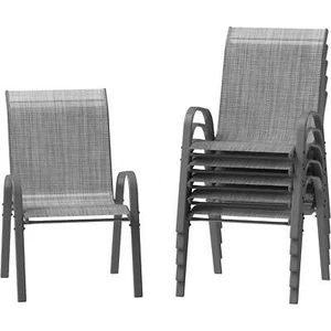 Balkonstühle 6er Set Gartenstühle Stapelbar 150kg Belastbar Metall Gartenstuhl - Bild 1 von 8