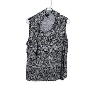 Blusa sin mangas Robert Louis Petite XL cuello atado camisa sin mangas con volantes - Imagen 1 de 7