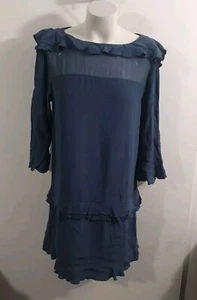 Banana Republic Blue Sheer Tunic Shift Dress Sz US6 - Picture 1 of 10