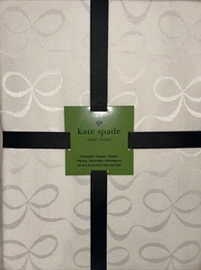 Kate Spade Cream All  Wrapped Up Bows Fabric Tablecloth Wedding Communion 60x84 - Picture 1 of 4