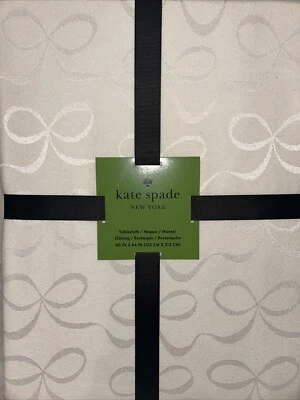 Kate Spade Cream All  Wrapped Up Bows Fabric Tablecloth Christmas Holiday  60x84 - Image 1 of 4