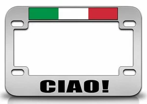 ¡CIAO! Marco de licencia de motocicleta de metal italiano Italia w65 - Imagen 1 de 1