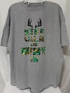Camiseta gráfica Lifestyle Classics para hombre MANTÉN LA CALMA Y CAZA ON talla XXL gris - Imagen 1 de 7
