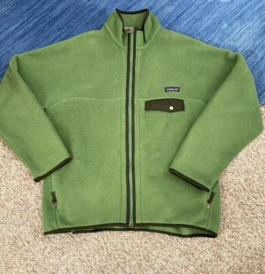 Chaqueta Patagonia Vintage Hombre Verde Pila Profunda Polar Talla L Foto 1 de 4