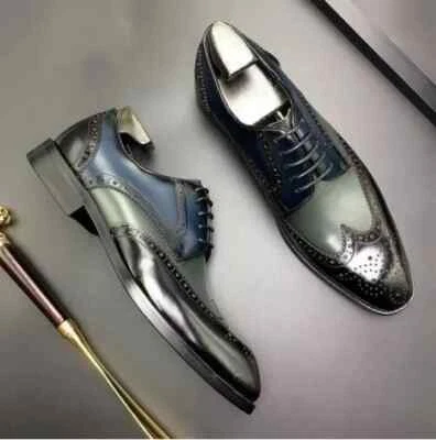 Новый три тона крыла конца официальный ручной работы Brogue шнурует вверх туфли для мужчин - Изображение 1 из 4