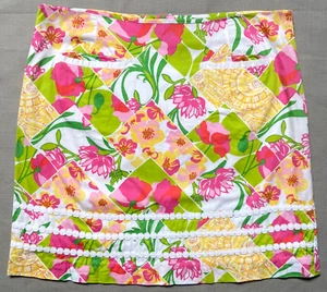Gonna Lilly Pulitzer 100% cotone foderata floreale rosa verde giallo applique 12 FXT - Foto 1 di 8