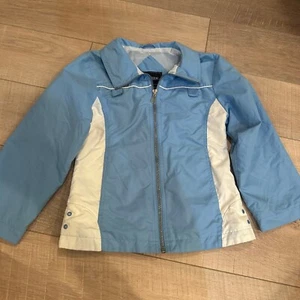 OUTBROOK GIRLS 7/8 WINDBREAKER JACKET BLUE WHITE - Picture 1 of 7