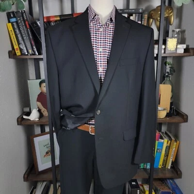 Chaps Мужская Sport пальто Blazer две кнопки черный елочка шерсти поли смесь 48L - Изображение 1 из 4