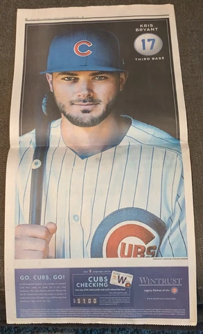 Kris Bryant Cubs Chicago Tribune Newspaper Poster - Sports Section 09/17/2017 Cover