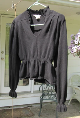 Linda Camisa Top Ba&sh Negra Manga Larga Peplum Volantes Para Mujer Talla M Mediana Foto 1 de 4