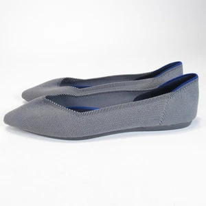 Rothys The Point Shoes Womens Size 10.5 Gray Knit Flats Recycled Washable Eco - Picture 1 of 16